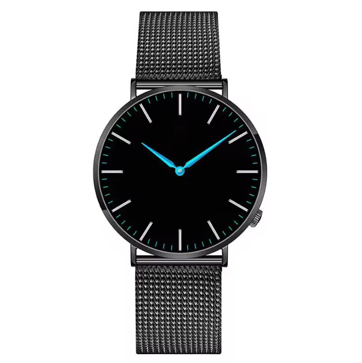 Quartz Movt Black Steel Mesh Watch Minimalist Reloj Ultra Thin Classic Petite Wrist Watch for Ladies